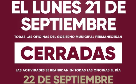 Palacio Municipal de Tijuana cerrará el lunes 21 de septiembre por descanso obligatorio