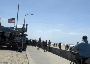Tesla robado entra al malecón de Pacific Beach y atropella a peatón
