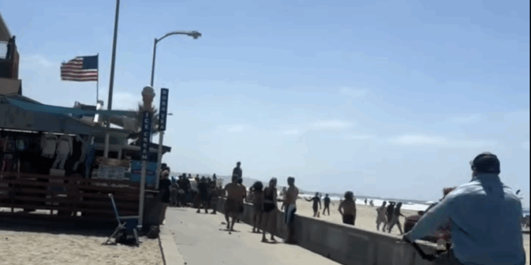Tesla robado entra al malecón de Pacific Beach y atropella a peatón
